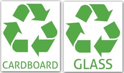 cardboard and glass recycling